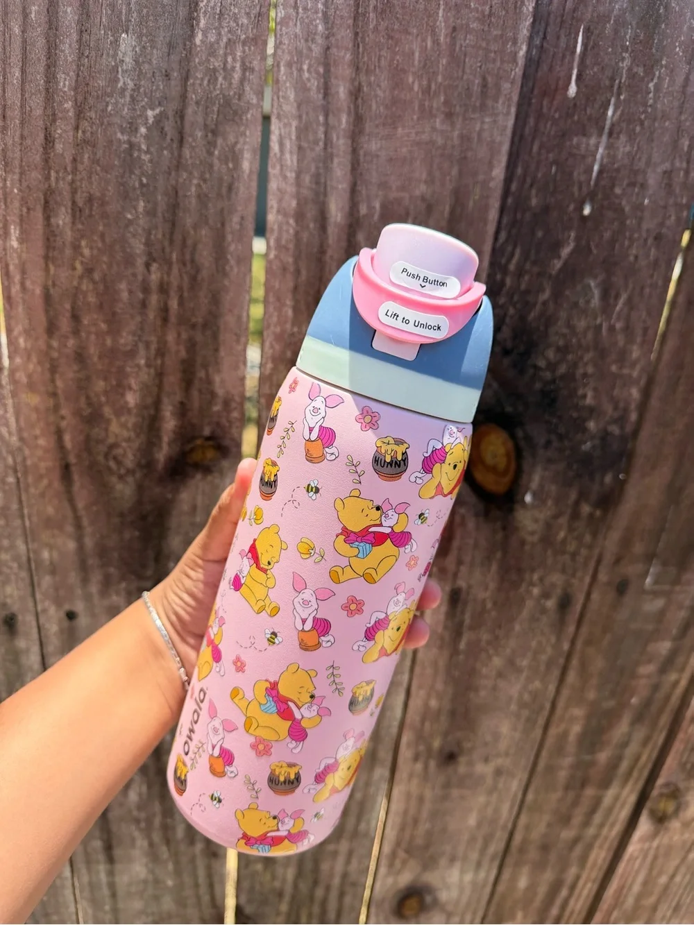 Pink Owala 32 oz Winnie the Pooh Water Bottle with Flip Lid